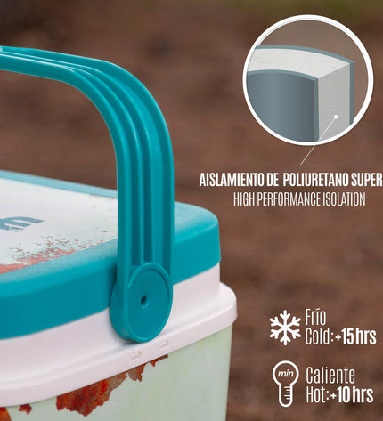 Six Aktive blue 5L portable hard coolers with plastic shells, ideal for outdoor camping and sports, measuring 28x19x21 cm.