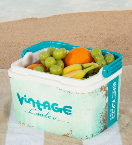 Six Aktive portable blue plastic coolers, 5L capacity, suitable for outdoor camping and hiking, measuring 28x19x21 cm.