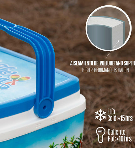Six Aktive blue plastic portable hard coolers, 5L capacity, suitable for outdoor activities, camping, and hiking.