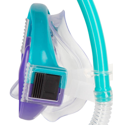 Six AquaSport turquoise kids snorkel masks and snorkel sets for water sports and outdoor swimming activities.