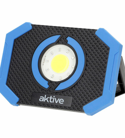 Set of six Aktive LED spotlights for outdoor garden decoration, showcasing modern exterior lighting design.