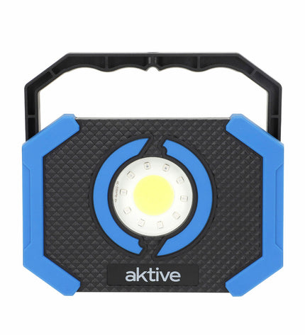 Set of six Aktive LED spotlights for outdoor garden decoration, featuring sleek black design and adjustable lighting angles.