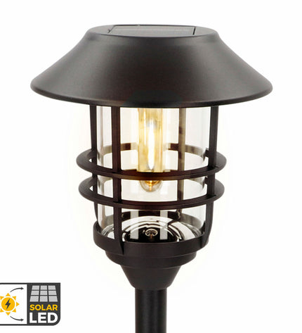 Pair of Aktive outdoor garden decorative solar lamps, 17x58x17 cm, with modern design for outdoor lighting and decor.