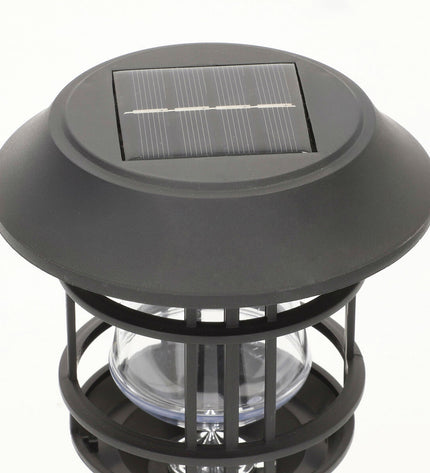 Pair of Aktive outdoor garden decorative solar lamps in black, 17 x 58 x 17 cm, suitable for outdoor lighting and decoration.
