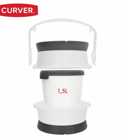 Set of six Curver plastic foldable dog bowls, 19x8x18 cm, featuring a simple design for easy storage and use.