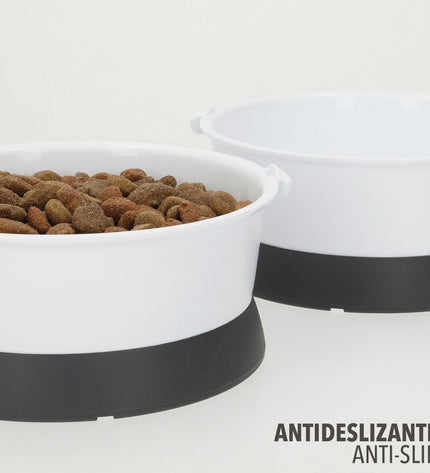 Set of six Curver plastic foldable dog food bowls, 19x8x18 cm, lightweight and durable for pet feeding.