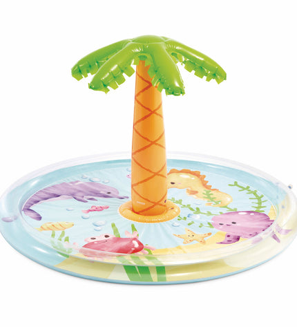 Inflatable children's swimming pool by Intex, 173 x 104 cm, with four pool sections, suitable for outdoor play and fun.