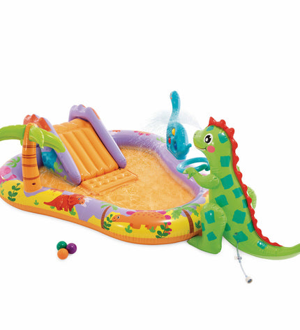 Intex inflatable children's pool set with three pools, measuring 201 x 69 x 157 cm, suitable for outdoor play and water fun.