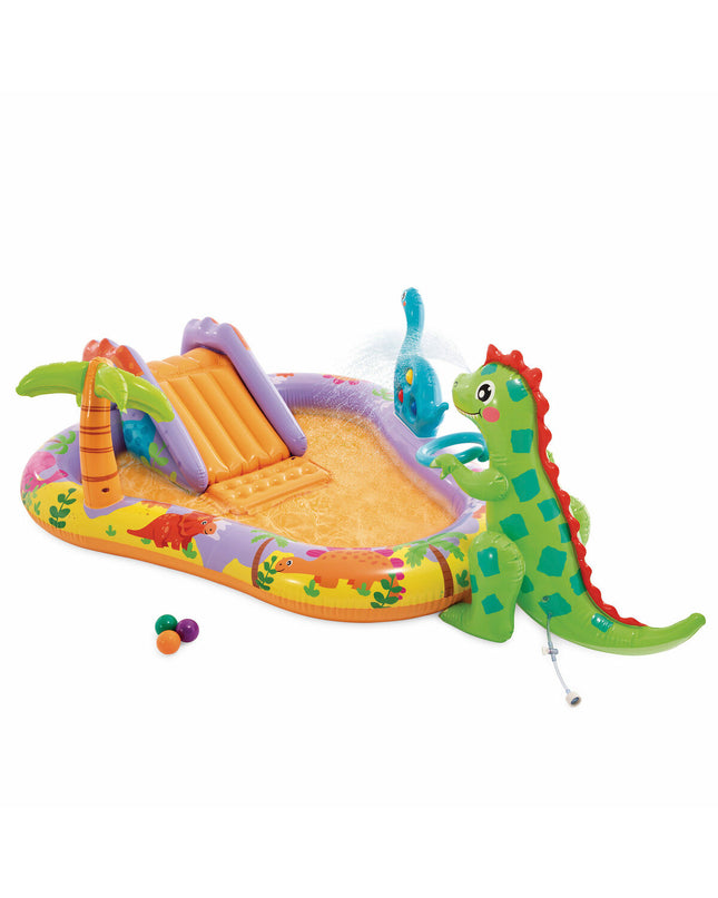 Intex inflatable children's pool set with three pools, measuring 201 x 69 x 157 cm, suitable for outdoor play and water fun.