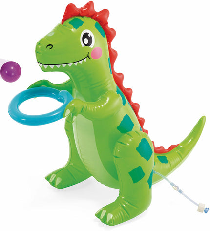 Intex inflatable children's pool with three sections, measuring 201 x 69 x 157 cm, for outdoor play and water fun.