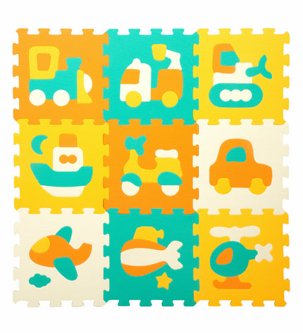 Colorbaby multicolour plastic EVA puzzle mat with 9 interlocking pieces, 90x90 cm, suitable for children’s play area.