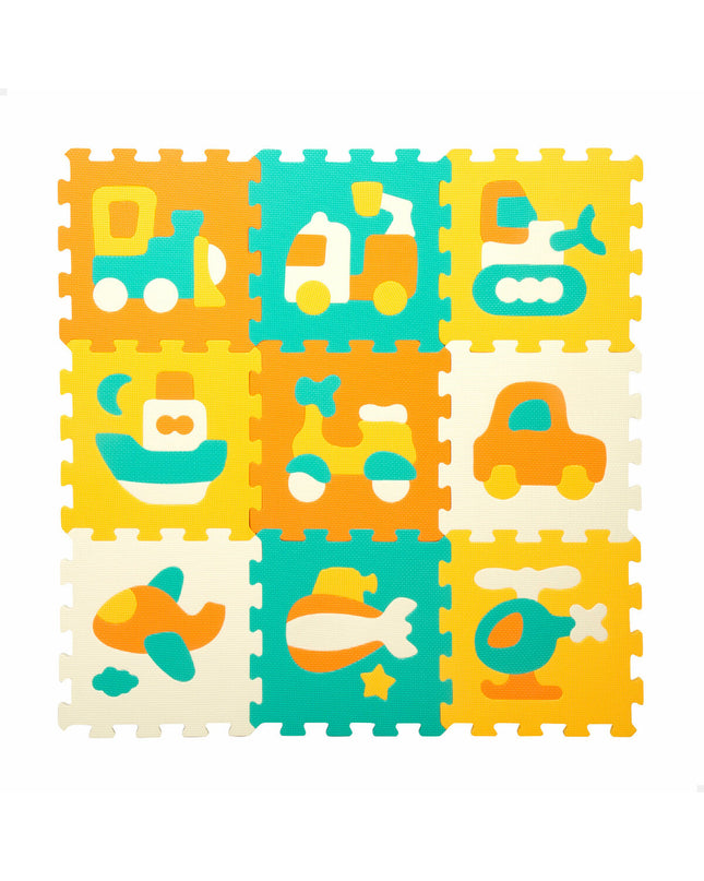Colorbaby multicolour plastic EVA puzzle mat with 9 interlocking pieces, 90x90 cm, suitable for children’s play area.