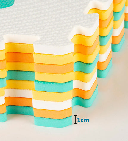 Colorbaby multicolour plastic EVA puzzle mat with 9 interlocking pieces, 90x90 cm, suitable for children’s play area.