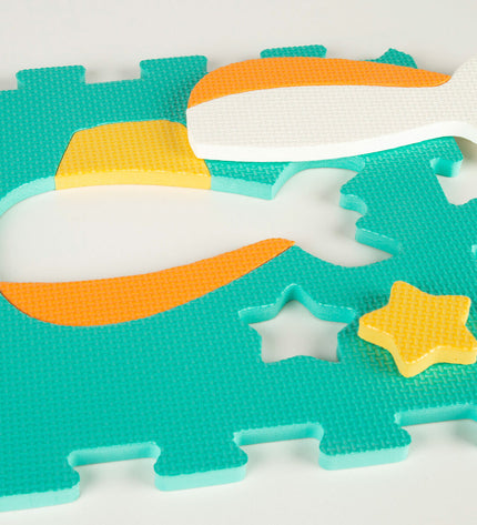 Colorbaby multicolour plastic EVA puzzle mat with 9 interlocking pieces, 90x90 cm, designed for children's play and safety.