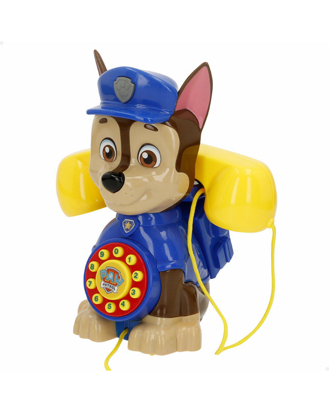 Set of four Paw Patrol toy phones, colorful plastic pretend play devices, measuring 16x18x11 cm, for imaginative role-playing.