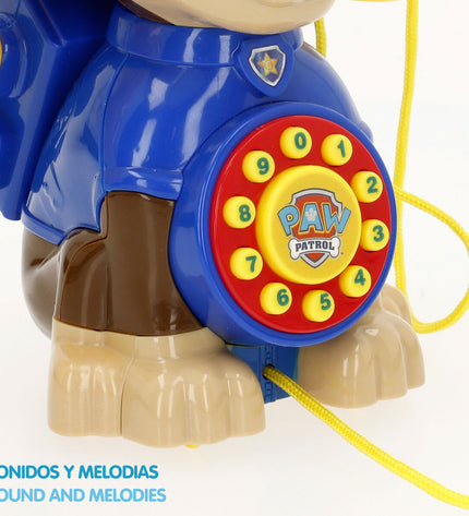 Four Paw Patrol toy phones, 16x18x11 cm, in bright colors, designed for pretend play and imitation games.