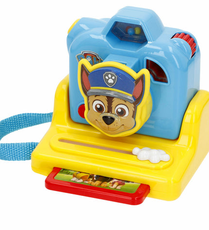 Set of four multicolored Paw Patrol toy cameras, electronic playthings for kids featuring the popular Paw Patrol characters.