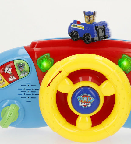 Four Paw Patrol stroller steering wheels for baby toy, measuring 26x16x7 cm, designed for young children’s play.