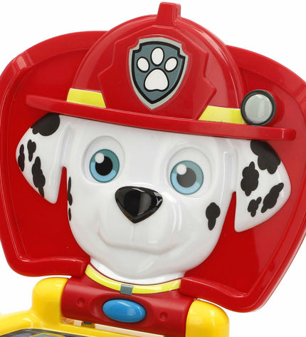 Four multicolored Paw Patrol electronic toy computers, 20x17x14 cm, designed for kids, featuring playful Paw Patrol branding.
