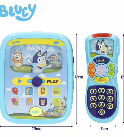 Four Bluey baby toy phones designed for young children, colorful and playful, perfect for early learning and pretend play.