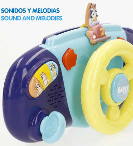 Bluey baby stroller steering wheels set with four blue plastic handles for toy wagons, measuring 26 x 16 x 7 cm.