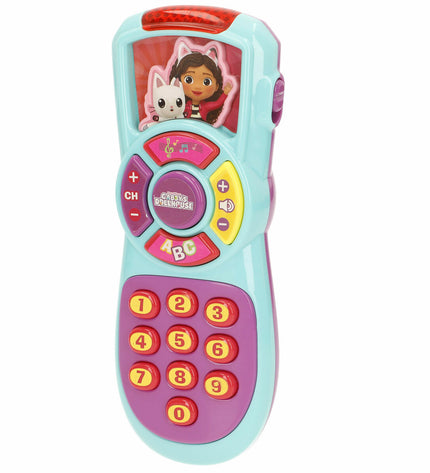 Six Gabby's Dollhouse baby toy phones for young children, colorful and designed for play and learning.