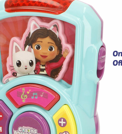 Six Gabby's Dollhouse toy phones for babies, colorful plastic play gadgets designed for young children to learn and explore.