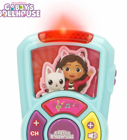 Six Gabby's Dollhouse baby toy phones for young children, colorful and designed for early learning and imaginative play.