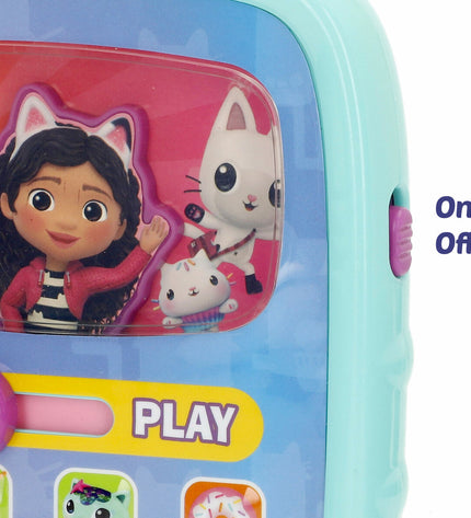 Set of six Gabby's Dollhouse baby toys, colorful toy phones designed for young children to play and learn.