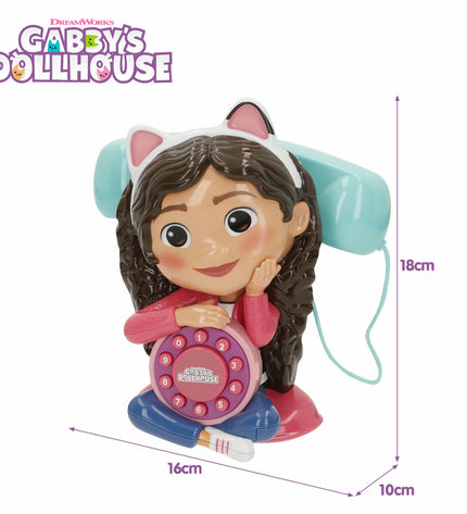 Set of four Gabby's Dollhouse toy phones, colorful plastic imitation phones measuring 16x18x10 cm, suitable for pretend play.
