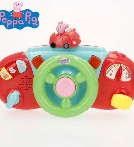 Set of four Peppa Pig stroller steering wheels for toy pushchairs, each measuring 26x17x7 cm, designed for young children.