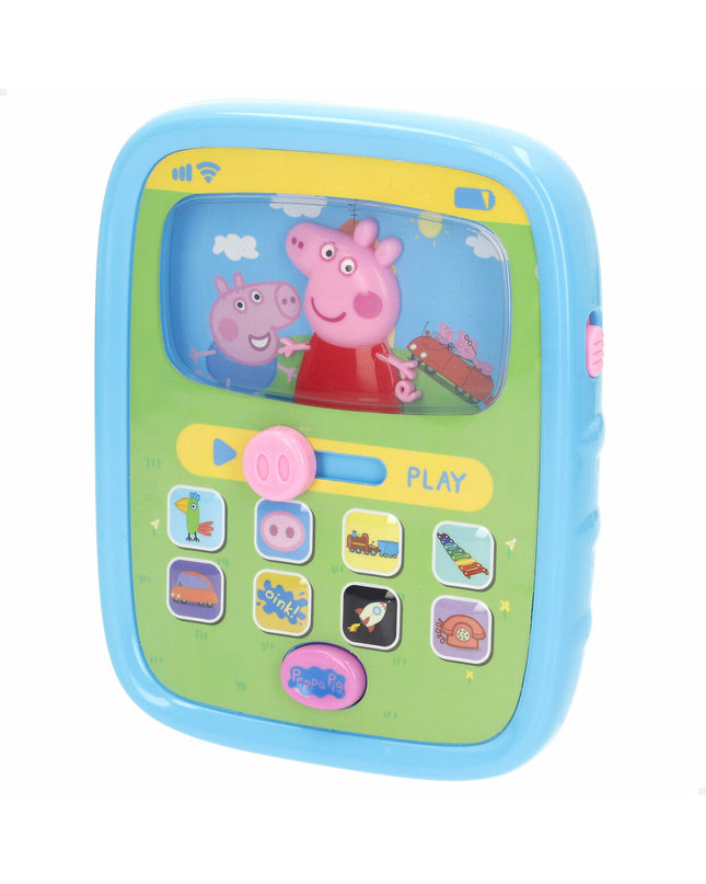 Six Peppa Pig baby toys shaped like phones, designed for young children to learn and play with in colorful, child-friendly designs.