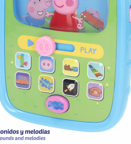 Six Peppa Pig baby toy phones for young children, featuring colorful cartoon designs and playful Peppa Pig characters.