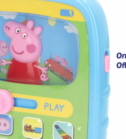 Set of six Peppa Pig-themed baby learning phones, colorful toy gadgets designed for young children.