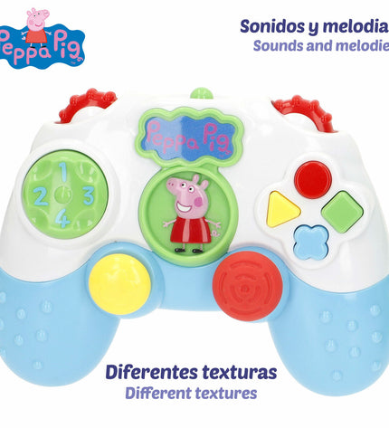Set of four Peppa Pig baby learning phones, colorful plastic toys for young children, measuring 15x11x5 cm.
