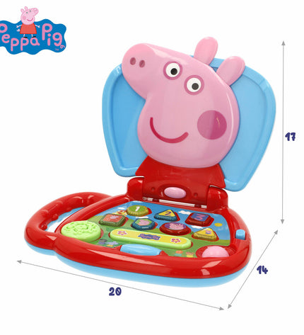 Four colorful Peppa Pig electronic toy computers measuring 20x17x14 cm, designed for children’s play and learning.