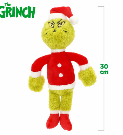 Set of 12 The Grinch plush toys in red polyester with soft, cuddly texture, perfect for play and collection.