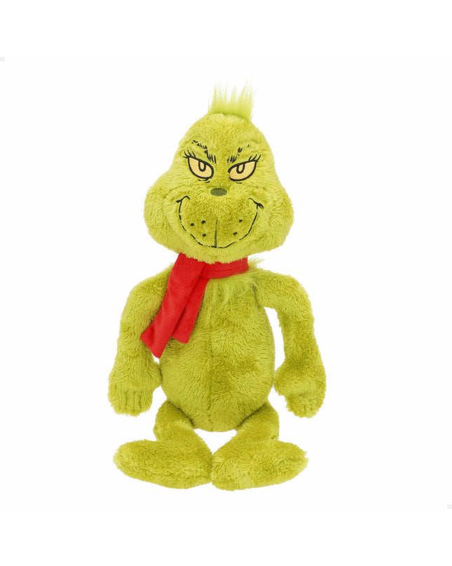 Set of four The Grinch plush toys made of red polyester, soft and cuddly, perfect for children's play and collection.