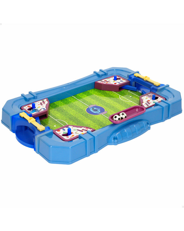 Set of four Stitch-themed table football game accessories, 40x5x26 cm, colorful plastic parts for children’s play and games.