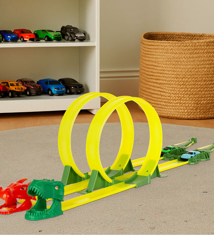 Set of four Teamsterz racecar toys from the race track teamsterz collection, colorful plastic vehicles for children to play with.