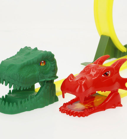 Set of four Teamsterz toy vehicles, colorful race cars and trucks from the Racebaan collection, for children’s play and racing fun.