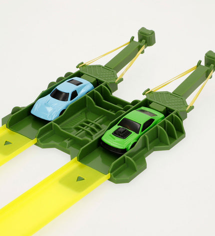 Set of four Teamsterz toy race cars from the Racebaan Teamsterz collection, designed for kids' play and racing fun.