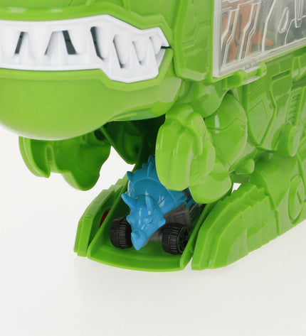 Teamsterz Dino vehicle playset with four colorful toy cars and dinosaur-themed designs, perfect for imaginative play.