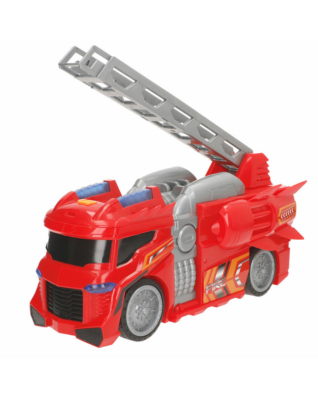 Set of four Teamsterz red and gray fire truck toys, each measuring 30x16x13 cm, for imaginative pretend play.