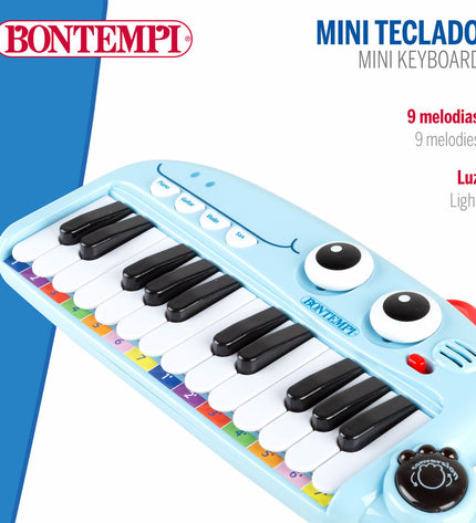 Set of four Bontempi Dino educational music toys for children, measuring 30x4x14 cm, colorful and fun for young learners.