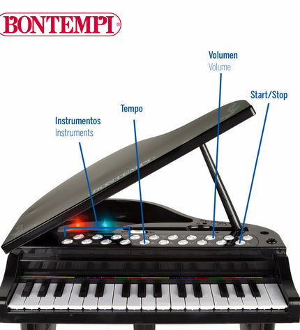 Set of two Bontempi educational colorful toy musical instruments in bright colors, 40x62x33 cm, for children's music play.