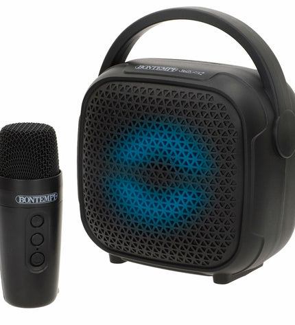 Bontempi electronic toy speaker set with four karaoke microphones, colorful and designed for kids' play and singing fun.