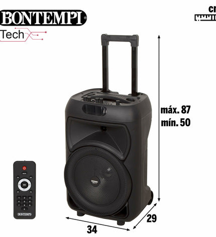 Two Bontempi electronic toy speakers with built-in karaoke microphones, colorful and designed for children's play and singing fun.