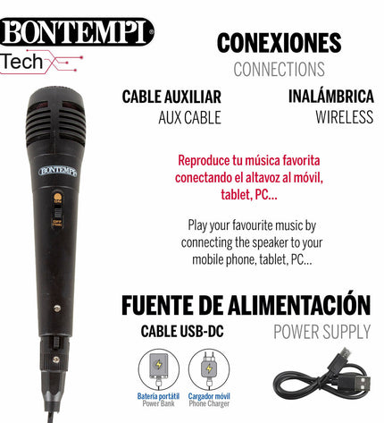 Pair of Bontempi electronic toy speakers with colorful karaoke microphones, ideal for kids' play and singing fun.