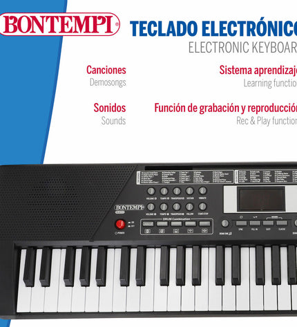 Two Bontempi electronic toy pianos measuring 75x20x22 cm, colorful plastic keys, designed for children's musical play.